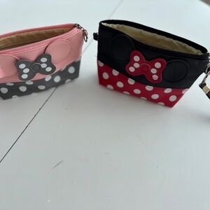 Polka Dot Minnie Mouse Bow Kids Pouch Set - Pink and Black